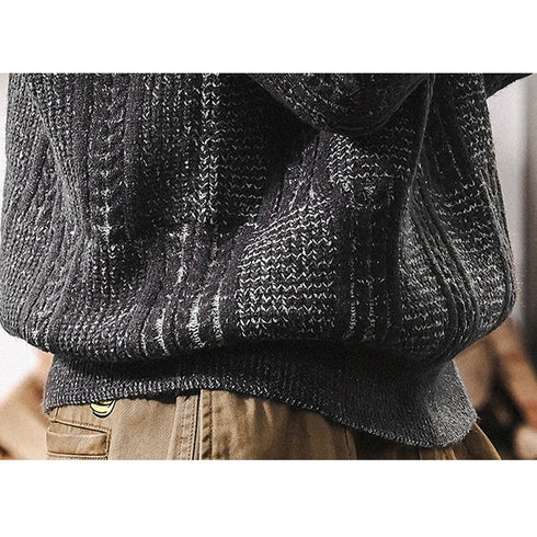 ドロップショルダークルーネックケーブルニット P2257