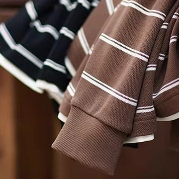 Layered Design Border Skipper Long T-shirt P1972