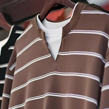 Layered Design Border Skipper Long T-shirt P1972