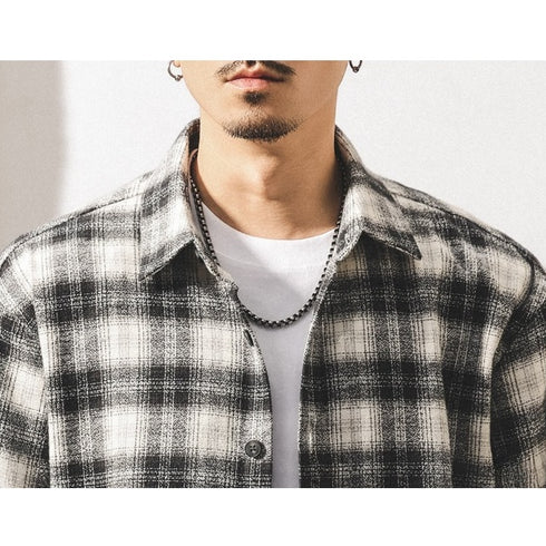 レトロチェックリラックスシャツ P1929