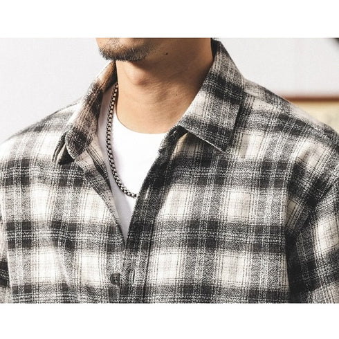 レトロチェックリラックスシャツ P1929