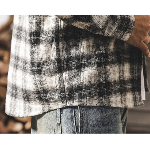 レトロチェックリラックスシャツ P1929