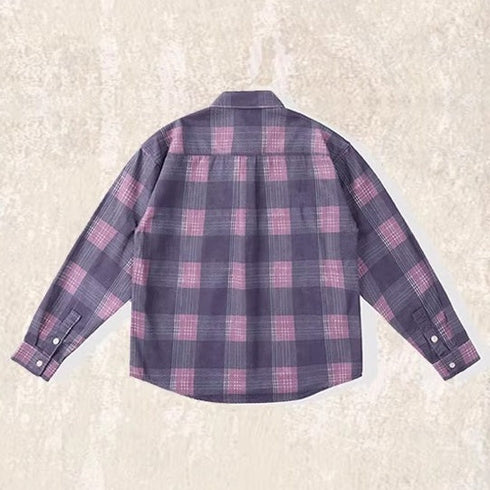 【OUTLET/即納】ダスティパープルチェック長袖シャツ P1964