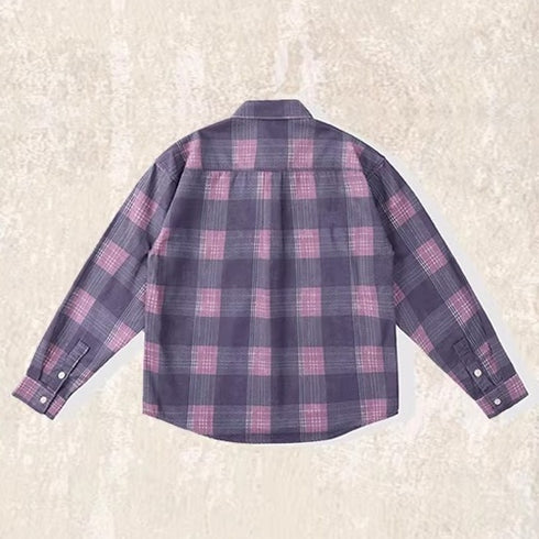 Dusty Purple Check Long Shirt P1964