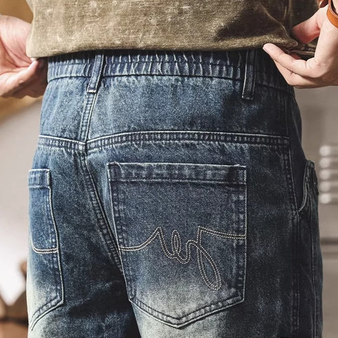 Faded Wash Work Denim Pants P1958