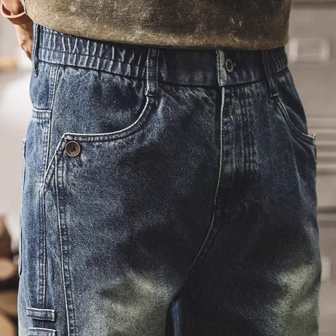 Faded Wash Work Denim Pants P1958