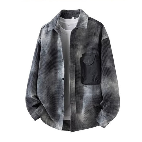 Mixed Fabric Faded Check Work Shirt P1961