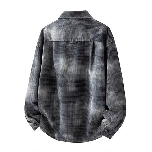 Mixed Fabric Faded Check Work Shirt P1961