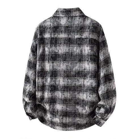 Grunge Check Pocket Long Sleeve Shirt P1956