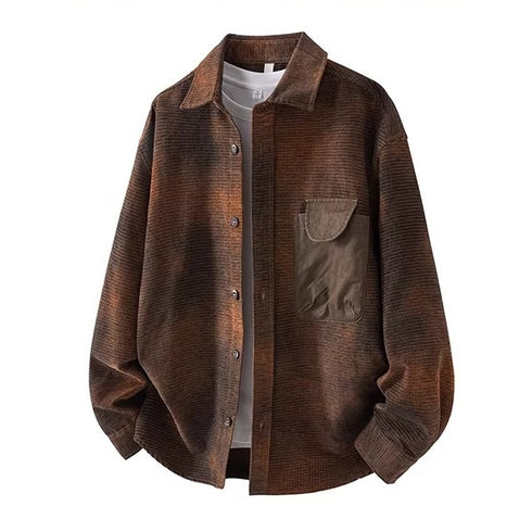 Mixed Fabric Faded Check Work Shirt P1961