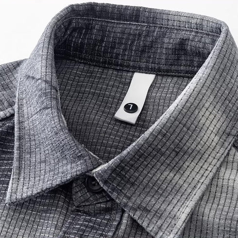 【OUTLET/即納】ミックスファブリックフェードチェックシャツ P1961