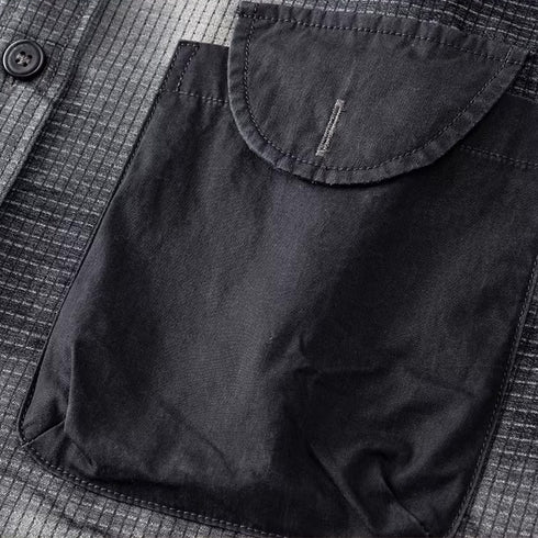 Mixed Fabric Faded Check Work Shirt P1961