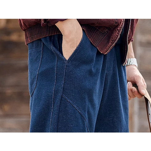 Panel Design Wide Line Sweatpants P1968