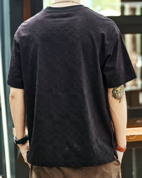 トーンオンチェックミニマル 半袖Tシャツ P1349