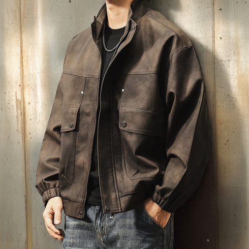 Vintage Like Shape Zip Blouson P1859