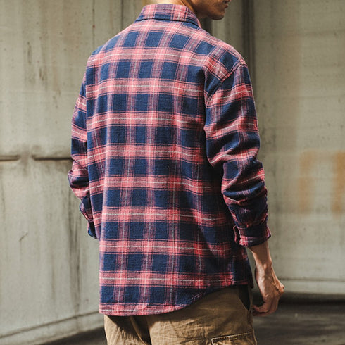 Plaid Long-sleeved Shirt P0085