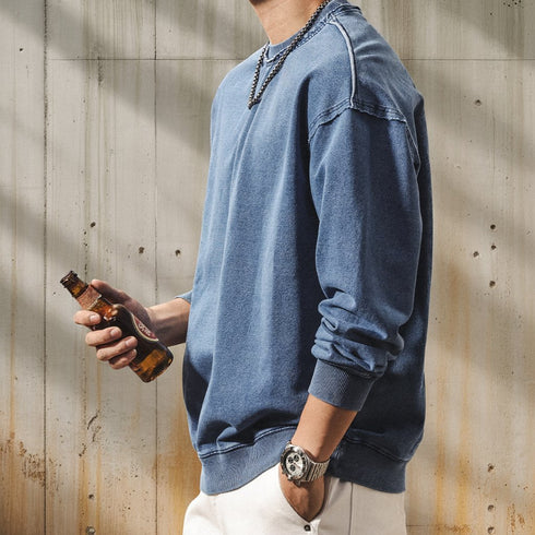 Vintage Like Washed Crew Long sweatshirt P1960