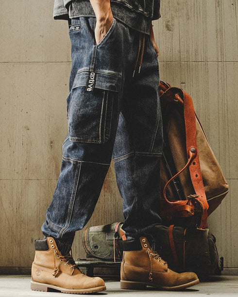 Structured Pocket Cargo Denim Jeans P1539