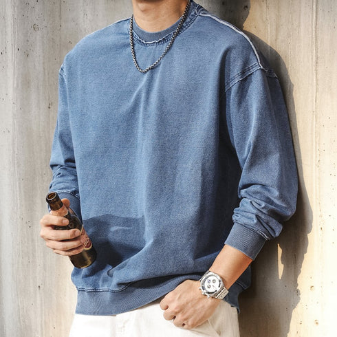 Vintage Like Washed Crew Long sweatshirt P1960