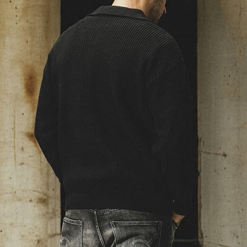 Classic Design Cotton Polo Knit Sweater P1656