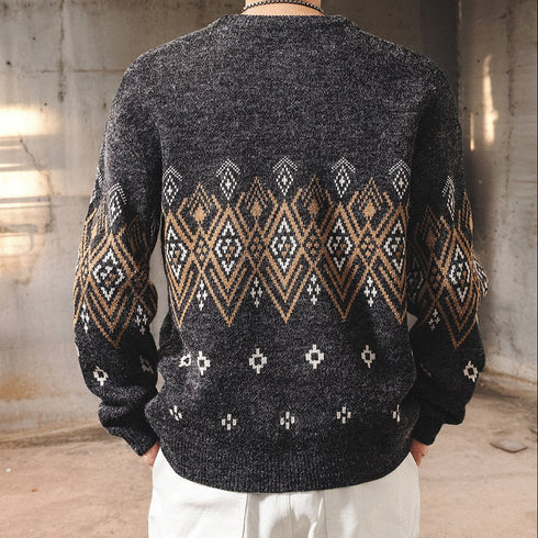 Geometric Pattern Nordic Knit Sweater P1852
