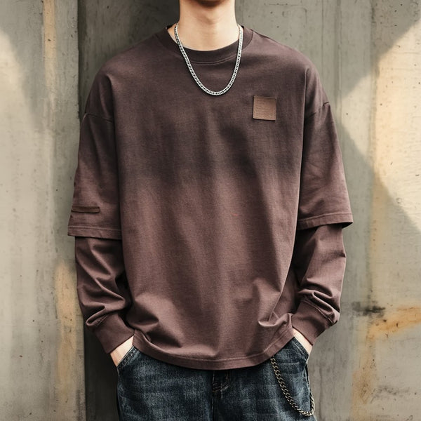 Double Layered Casual Logo Long Sleeve T-Shirt P1343