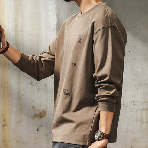 Small Letter Art Message Long Sleeve T-Shirt P1358