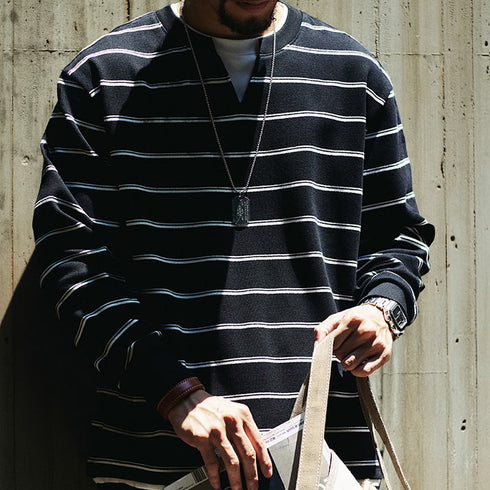 Layered Design Border Skipper Long T-shirt P1972