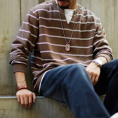 Layered Design Border Skipper Long T-shirt P1972