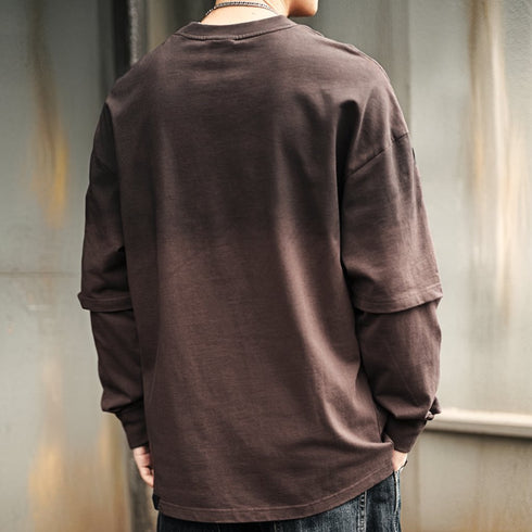 Double Layered Casual Logo Long Sleeve T-Shirt P1343