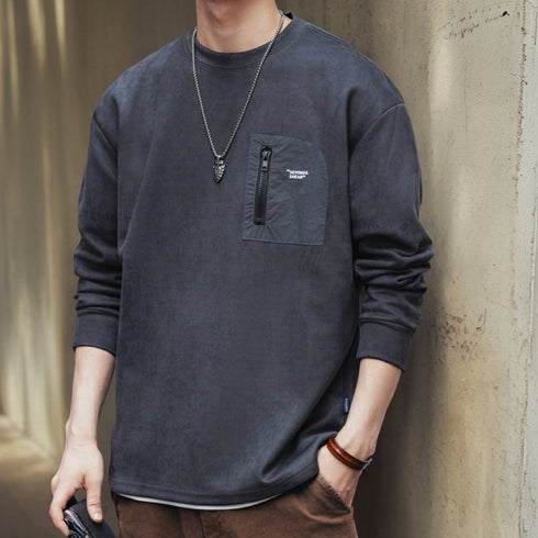 Zip Pocket Simple Long T-shirt P1761