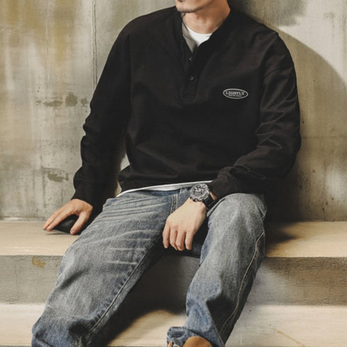 Logo Patch Henley Shirt P1739