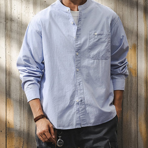 Natural Band Collar Basic Shirt P1822