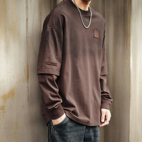 Double Layered Casual Logo Long Sleeve T-Shirt P1343