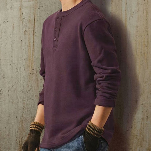 Smooth Henley Basic Long T-shirt P1946
