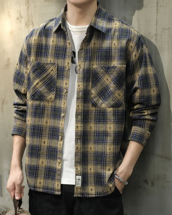 【OUTLET/即納】ヴィンテージパターンチェック長袖シャツ P1594
