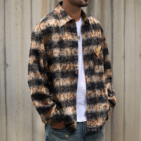 Grunge Check Pocket Long Sleeve Shirt P1956