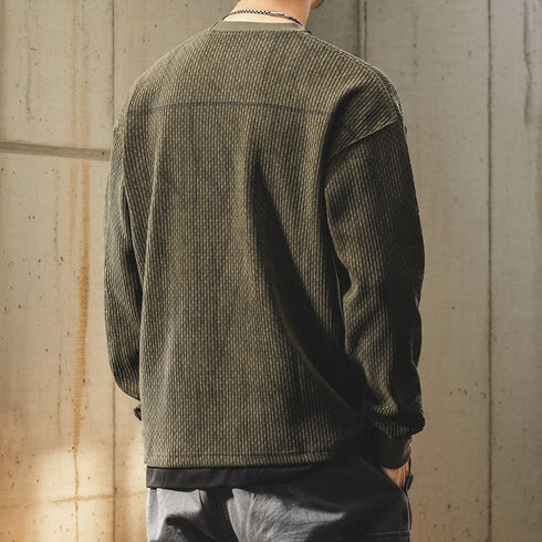 Waffle Texture Utility Pocket Sweater P1860