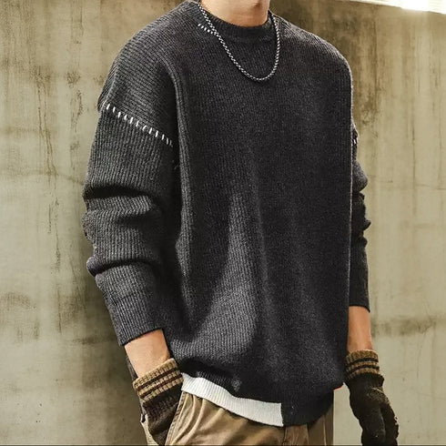 【OUTLET/即納】クラフトステッチ ラグランニットセーター P1158