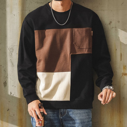Color Block Panel Crew Sweatshirt P1823