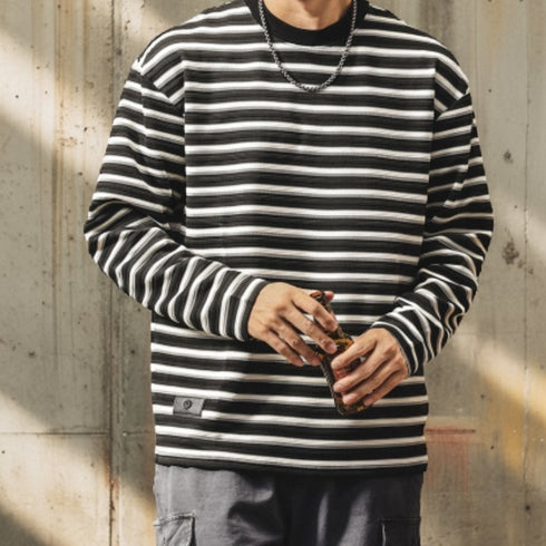 Border Crew Neck Long Tee P1686