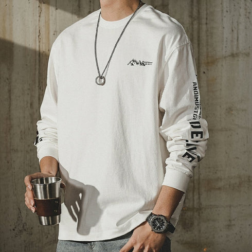 Monotone Style Print Design Long Sleeve T-Shirt P1615