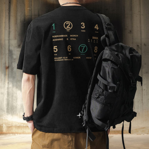 【OUTLET/即納】ナンバーアートバックプリント半袖Tシャツ P0890