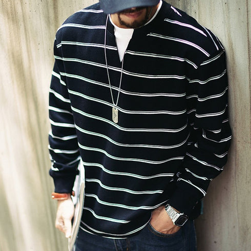 Layered Design Border Skipper Long T-shirt P1972