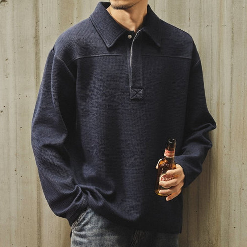 Loose Fit Long Sleeve Polo Shirt P1948