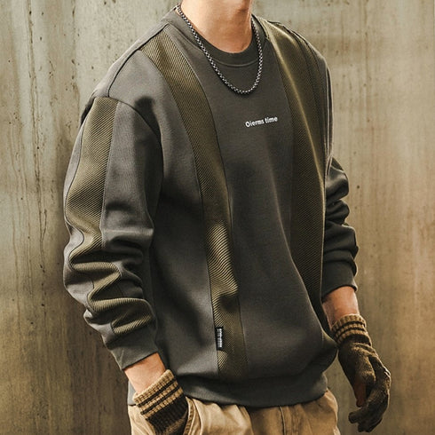 【OUTLET/即納】ミリタリーテイストラインデザイン長袖スウェット P1612