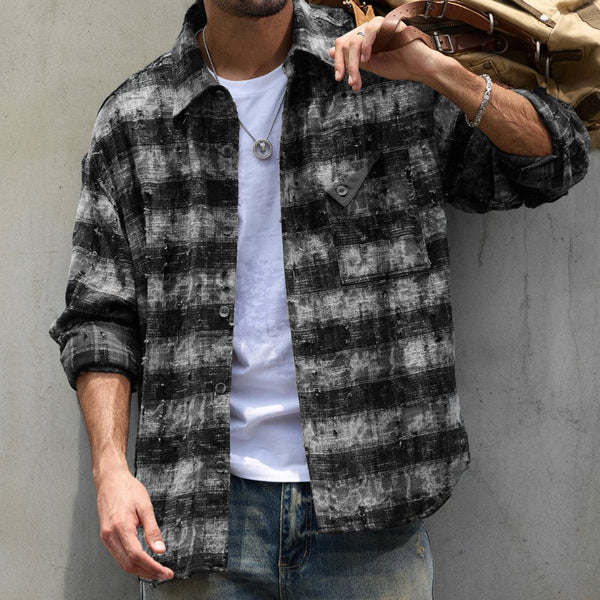 【OUTLET/即納】グランジチェックポケット長袖シャツ P1956