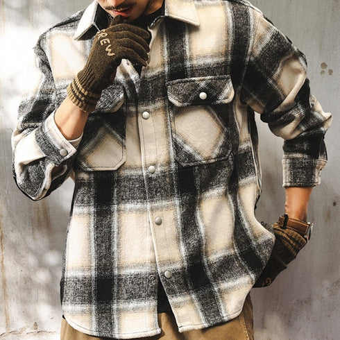 Monotone Block Pattern Long Sleeve Shirt P1675