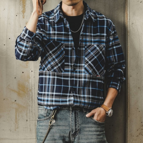 Double Pocket Mixed Check Shirt P1622