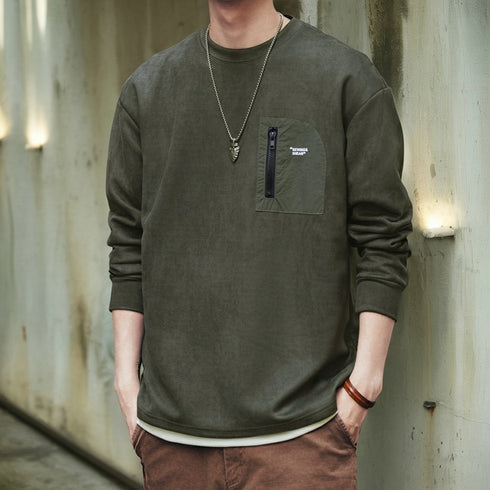 Zip Pocket Simple Long T-shirt P1761